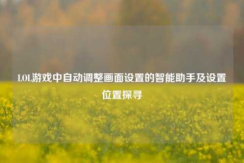 LOL游戏中自动调整画面设置的智能助手及设置位置探寻
