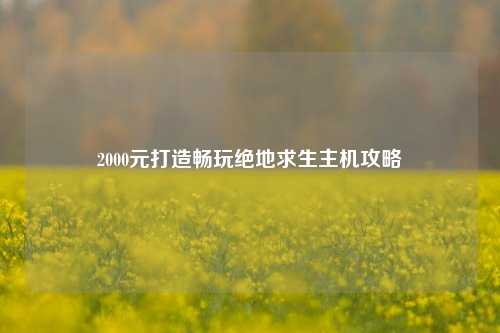 2000元打造畅玩绝地求生主机攻略