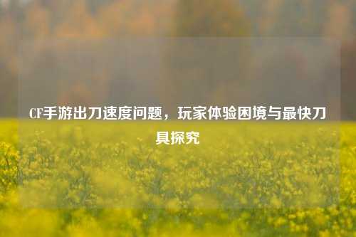 CF手游出刀速度问题,玩家体验困境与最快刀具探究