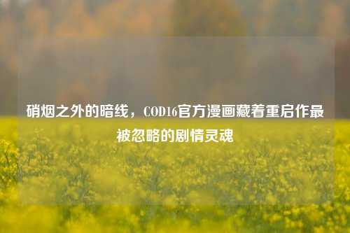 硝烟之外的暗线,COD16官方漫画藏着重启作最被忽略的剧情灵魂