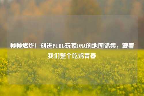帧帧燃炸!刻进PUBG玩家DNA的地图锦集,藏着我们整个吃鸡青春