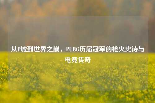 从P城到世界之巅,PUBG历届冠军的枪火史诗与电竞传奇