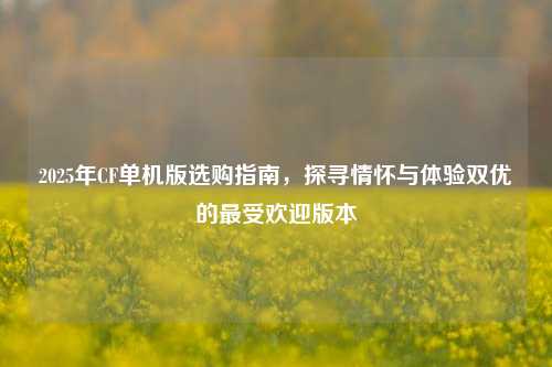 2025年CF单机版选购指南,探寻情怀与体验双优的最受欢迎版本