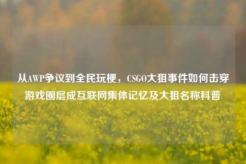 从AWP争议到全民玩梗,CSGO大狙事件如何击穿游戏圈层成互联网集体记忆及大狙名称科普