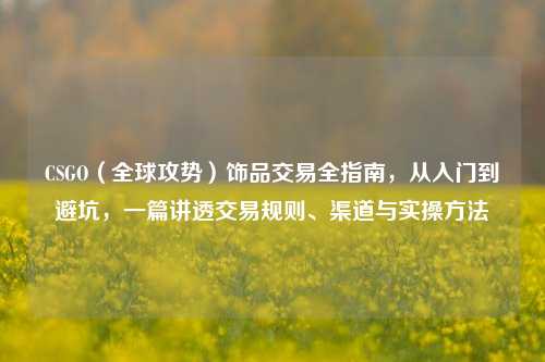 CSGO（全球攻势）饰品交易全指南，从入门到避坑，一篇讲透交易规则、渠道与实操方法