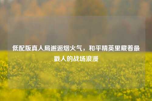 低配版真人局邂逅烟火气，和平精英里藏着最戳人的战场浪漫