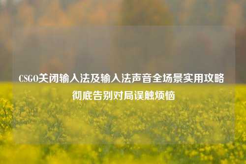 CSGO关闭输入法及输入法声音全场景实用攻略 彻底告别对局误触烦恼