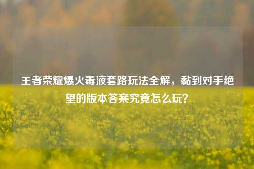 王者荣耀爆火毒液套路玩法全解,黏到对手绝望的版本答案究竟怎么玩?