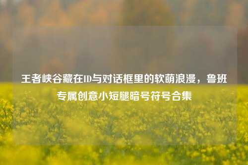 王者峡谷藏在ID与对话框里的软萌浪漫,鲁班专属创意小短腿暗号符号合集