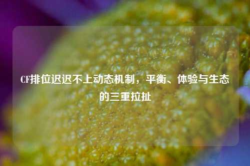 CF排位迟迟不上动态机制,平衡、体验与生态的三重拉扯