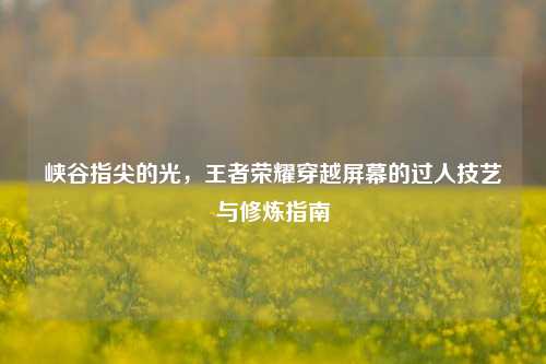 峡谷指尖的光,王者荣耀穿越屏幕的过人技艺与修炼指南