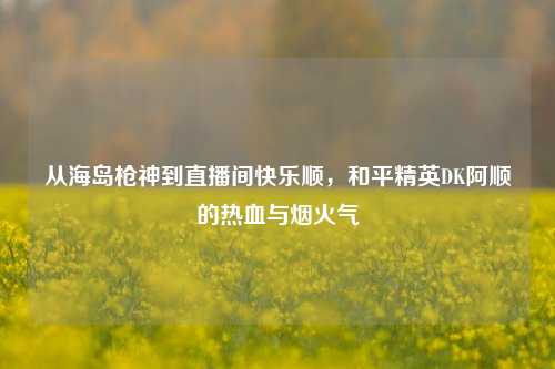 从海岛枪神到直播间快乐顺,和平精英DK阿顺的热血与烟火气