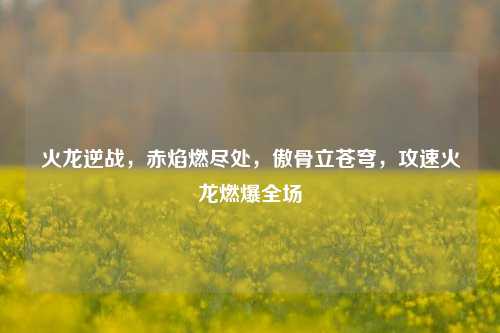 火龙逆战,赤焰燃尽处,傲骨立苍穹,攻速火龙燃爆全场