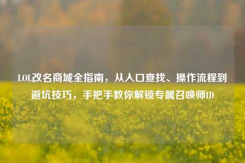 LOL改名商城全指南,从入口查找、操作流程到避坑技巧,手把手教你解锁专属召唤师ID
