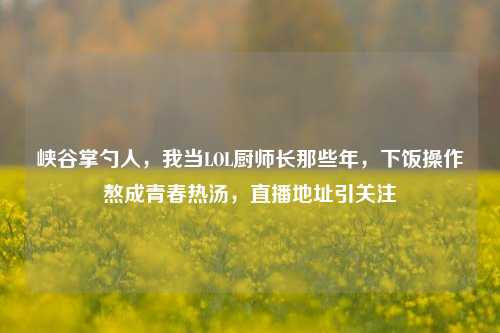 峡谷掌勺人,我当LOL厨师长那些年,下饭操作熬成青春热汤,直播地址引关注