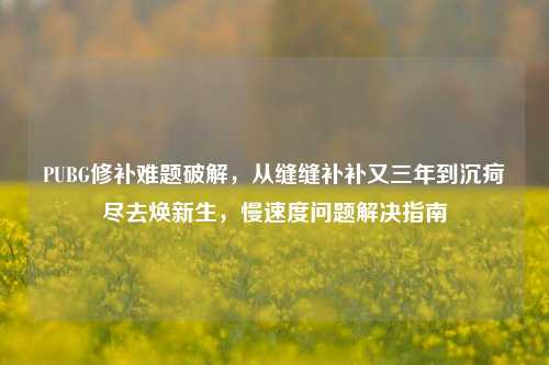 PUBG修补难题破解,从缝缝补补又三年到沉疴尽去焕新生,慢速度问题解决指南