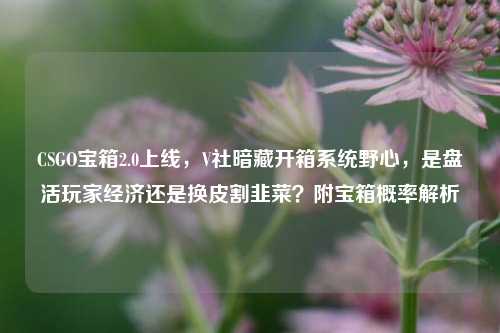 CSGO宝箱2.0上线,V社暗藏开箱系统野心,是盘活玩家经济还是换皮割韭菜?附宝箱概率解析