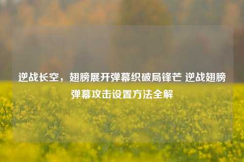 逆战长空，翅膀展开弹幕织破局锋芒 逆战翅膀弹幕攻击设置方法全解