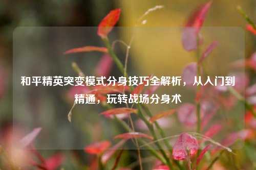 和平精英突变模式分身技巧全解析,从入门到精通,玩转战场分身术
