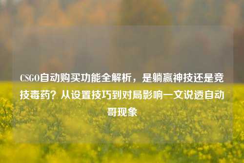 CSGO自动购买功能全解析,是躺赢神技还是竞技毒药?从设置技巧到对局影响一文说透自动哥现象