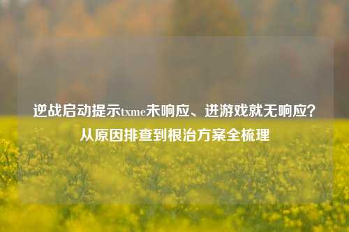 逆战启动提示txme未响应、进游戏就无响应？从原因排查到根治方案全梳理