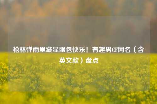 枪林弹雨里藏显眼包快乐!有趣男CF网名(含英文款)盘点