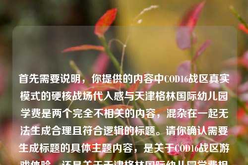 首先需要说明，你提供的内容中COD16战区真实模式的硬核战场代入感与天津格林国际幼儿园学费是两个完全不相关的内容，混杂在一起无法生成合理且符合逻辑的标题。请你确认需要生成标题的具体主题内容，是关于COD16战区游戏体验，还是关于天津格林国际幼儿园学费相关，以便为你生成准确的标题。