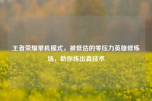 王者荣耀单机模式,被低估的零压力英雄修炼场,助你练出真技术