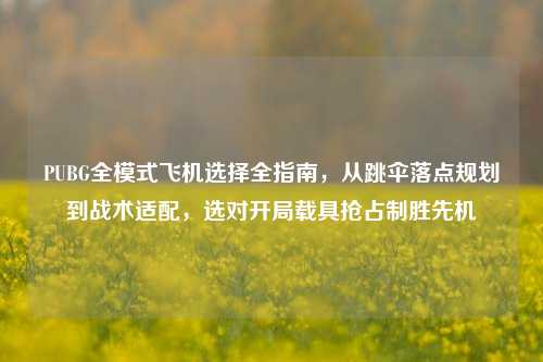 PUBG全模式飞机选择全指南,从跳伞落点规划到战术适配,选对开局载具抢占制胜先机