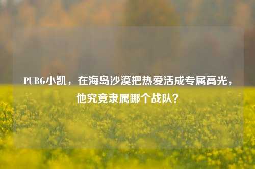 PUBG小凯,在海岛沙漠把热爱活成专属高光,他究竟隶属哪个战队?