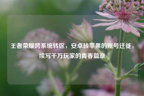 王者荣耀跨系统转区，安卓转苹果的账号迁徙，续写千万玩家的青春篇章