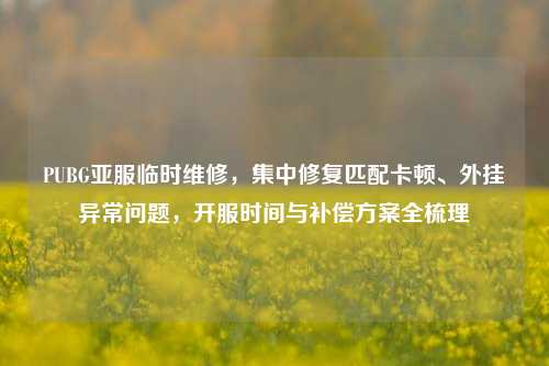 PUBG亚服临时维修，集中修复匹配卡顿、外挂异常问题，开服时间与补偿方案全梳理