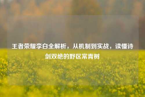 王者荣耀李白全解析，从机制到实战，读懂诗剑双绝的野区常青树
