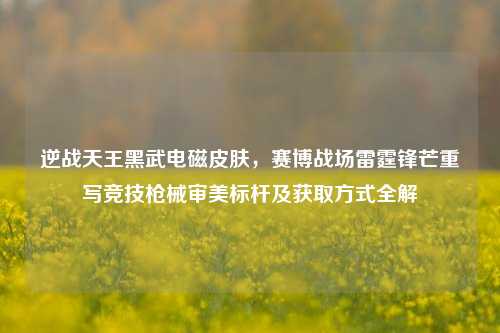 逆战天王黑武电磁皮肤,赛博战场雷霆锋芒重写竞技枪械审美标杆及获取方式全解