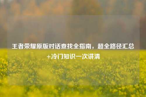 王者荣耀原版对话查找全指南,超全路径汇总+冷门知识一次讲清