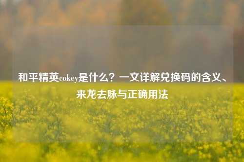 和平精英cokey是什么？一文详解兑换码的含义、来龙去脉与正确用法