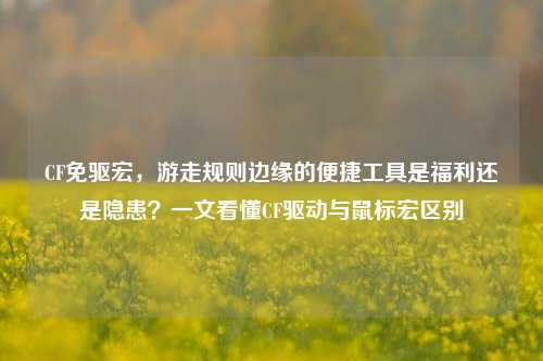 CF免驱宏,游走规则边缘的便捷工具是福利还是隐患?一文看懂CF驱动与鼠标宏区别