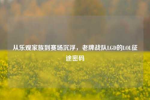 从乐观家族到赛场沉浮，老牌战队LGD的LOL征途密码