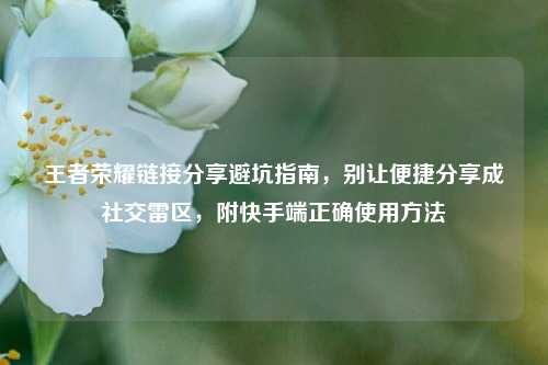 王者荣耀链接分享避坑指南，别让便捷分享成社交雷区，附快手端正确使用方法