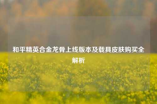 和平精英合金龙骨上线版本及载具皮肤购买全解析