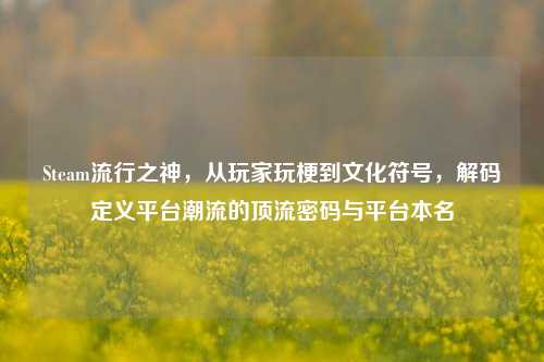 Steam流行之神，从玩家玩梗到文化符号，解码定义平台潮流的顶流密码与平台本名