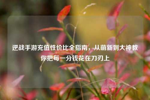 逆战手游充值性价比全指南,从萌新到大神教你把每一分钱花在刀刃上