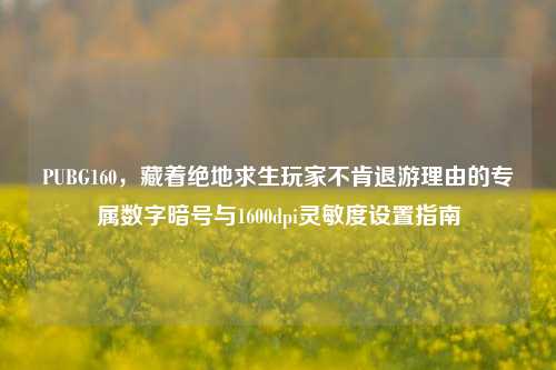 PUBG160，藏着绝地求生玩家不肯退游理由的专属数字暗号与1600dpi灵敏度设置指南