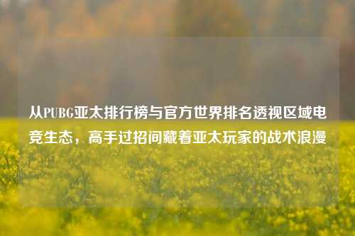 从PUBG亚太排行榜与官方世界排名透视区域电竞生态，高手过招间藏着亚太玩家的战术浪漫