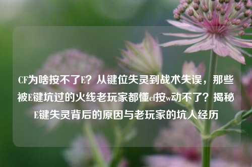 CF为啥按不了E？从键位失灵到战术失误，那些被E键坑过的火线老玩家都懂cf按w动不了？揭秘E键失灵背后的原因与老玩家的坑人经历
