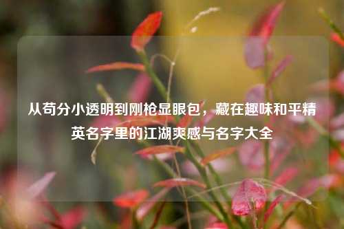 从苟分小透明到刚枪显眼包,藏在趣味和平精英名字里的江湖爽感与名字大全