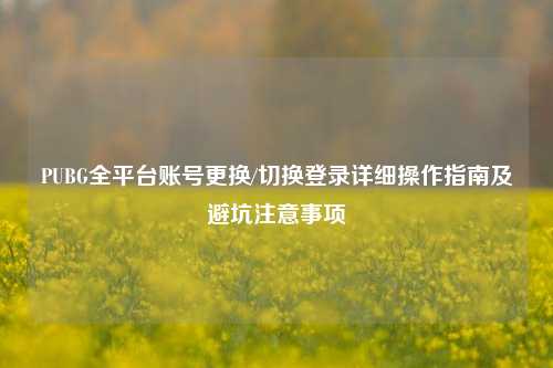 PUBG全平台账号更换/切换登录详细操作指南及避坑注意事项