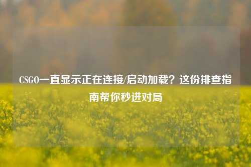 CSGO一直显示正在连接/启动加载?这份排查指南帮你秒进对局
