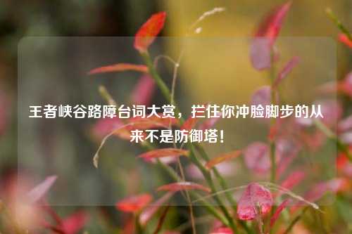 王者峡谷路障台词大赏,拦住你冲脸脚步的从来不是防御塔!