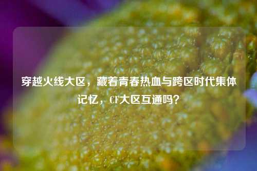穿越火线大区,藏着青春热血与跨区时代集体记忆,CF大区互通吗?